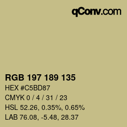 Color code: RGB 197 189 135 | qconv.com