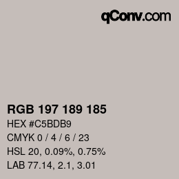 颜色代码: RGB 197 189 185 | qconv.com