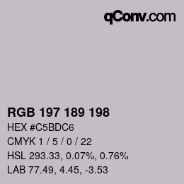 Color code: RGB 197 189 198 | qconv.com