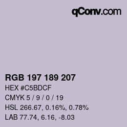 カラーコード: RGB 197 189 207 | qconv.com