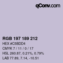 カラーコード: RGB 197 189 212 | qconv.com