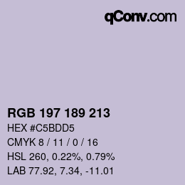 Color code: RGB 197 189 213 | qconv.com