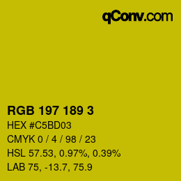 颜色代码: RGB 197 189 3 | qconv.com