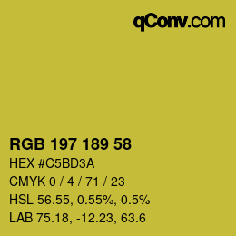 Color code: RGB 197 189 58 | qconv.com