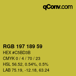 Color code: RGB 197 189 59 | qconv.com