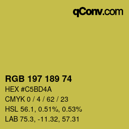 Color code: RGB 197 189 74 | qconv.com