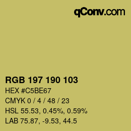 Color code: RGB 197 190 103 | qconv.com