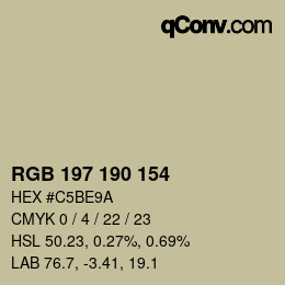Color code: RGB 197 190 154 | qconv.com