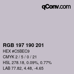 Color code: RGB 197 190 201 | qconv.com