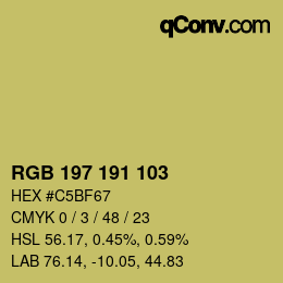 Color code: RGB 197 191 103 | qconv.com