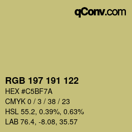 カラーコード: RGB 197 191 122 | qconv.com