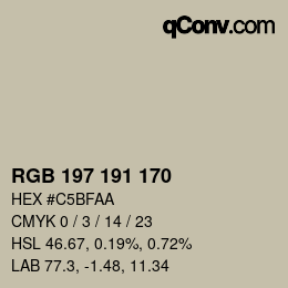 カラーコード: RGB 197 191 170 | qconv.com