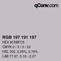 Color code: RGB 197 191 197 | qconv.com