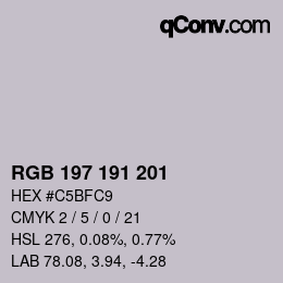 Color code: RGB 197 191 201 | qconv.com