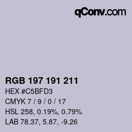 カラーコード: RGB 197 191 211 | qconv.com
