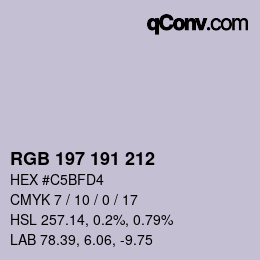 カラーコード: RGB 197 191 212 | qconv.com