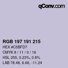 Color code: RGB 197 191 215 | qconv.com