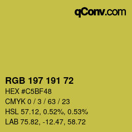 Color code: RGB 197 191 72 | qconv.com