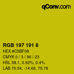 Color code: RGB 197 191 8 | qconv.com