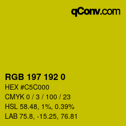 Color code: RGB 197 192 0 | qconv.com