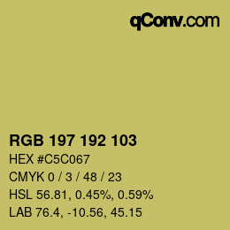 Color code: RGB 197 192 103 | qconv.com