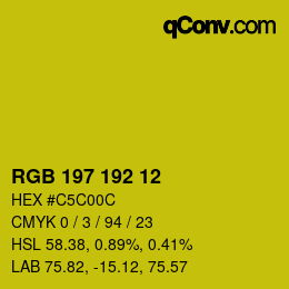 Color code: RGB 197 192 12 | qconv.com