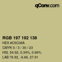 Color code: RGB 197 192 138 | qconv.com