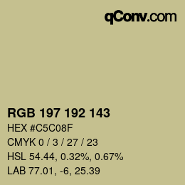 Color code: RGB 197 192 143 | qconv.com