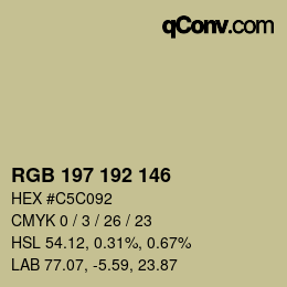 Color code: RGB 197 192 146 | qconv.com