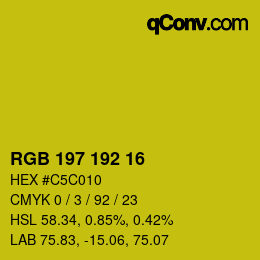 Color code: RGB 197 192 16 | qconv.com