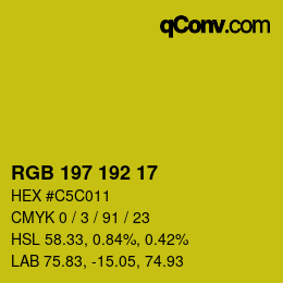 Color code: RGB 197 192 17 | qconv.com
