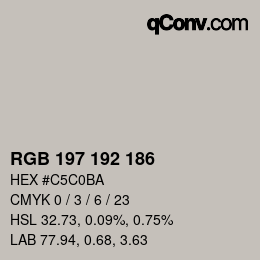 Color code: RGB 197 192 186 | qconv.com