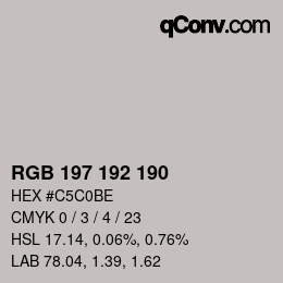 Color code: RGB 197 192 190 | qconv.com