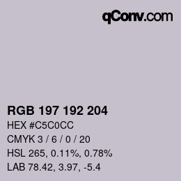 Color code: RGB 197 192 204 | qconv.com
