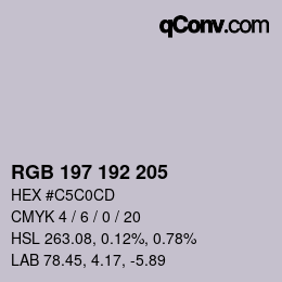 Color code: RGB 197 192 205 | qconv.com