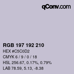 Color code: RGB 197 192 210 | qconv.com