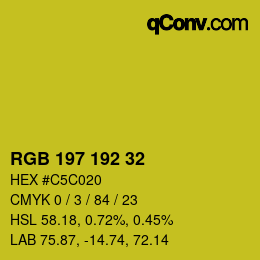 カラーコード: RGB 197 192 32 | qconv.com