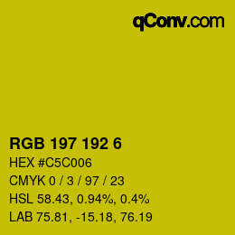 Color code: RGB 197 192 6 | qconv.com