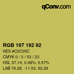 カラーコード: RGB 197 192 92 | qconv.com