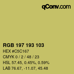 Color code: RGB 197 193 103 | qconv.com