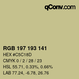 カラーコード: RGB 197 193 141 | qconv.com