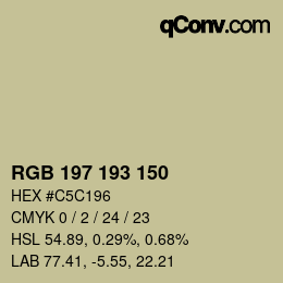 カラーコード: RGB 197 193 150 | qconv.com