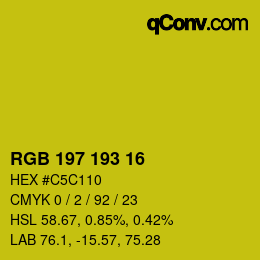 Color code: RGB 197 193 16 | qconv.com