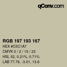 Color code: RGB 197 193 167 | qconv.com