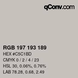 Color code: RGB 197 193 189 | qconv.com