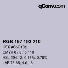 颜色代码: RGB 197 193 210 | qconv.com