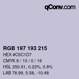 Color code: RGB 197 193 215 | qconv.com