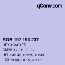 Color code: RGB 197 193 237 | qconv.com