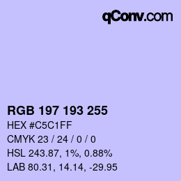 Color code: RGB 197 193 255 | qconv.com