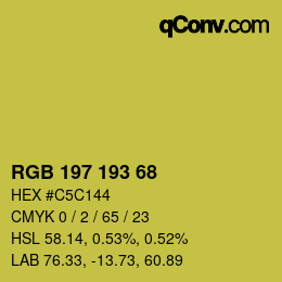 Color code: RGB 197 193 68 | qconv.com